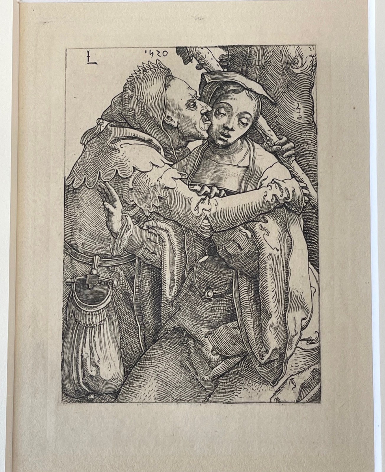 Lucas Van Leyden Curious Couple The Jester and the Young Woman Engraving
