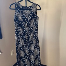Bella Canvas Midnight Blue and Cream Patterned Maxi Dress sz 4 sm