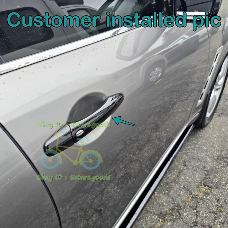 Glossy Pure Black Side Door Handle Cover Trim For 2014-2017 Infiniti QX70 SUV - Изображение 4 из 4