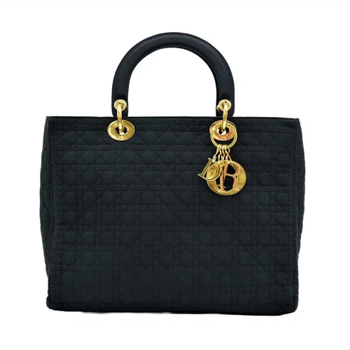 Christian Dior Lady Cannage sac à main fourre tout toile matelassée noir GZl131dq