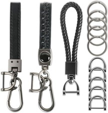 Set of heavy-duty leather car keychain holders.