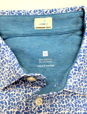  129 New JOHNNIE-O Polo Shirt Men's MEDIUM M Riptide Blue FLORAL Cotton Stretch