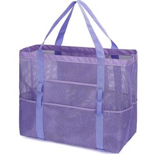 Fammart Mesh Beach Bag for Women, Large Toy Pool Large, - Purple