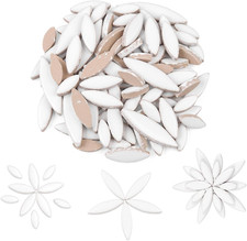 White Petal Ceramic Mosaic Tiles for Crafts, 200G Flower Tiles Mosaic Pieces for