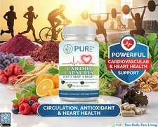 PURE Cardio+ Capsules, L-Arginine, L-Citrulline, Heart, Nitric Oxide, 60 Caps!