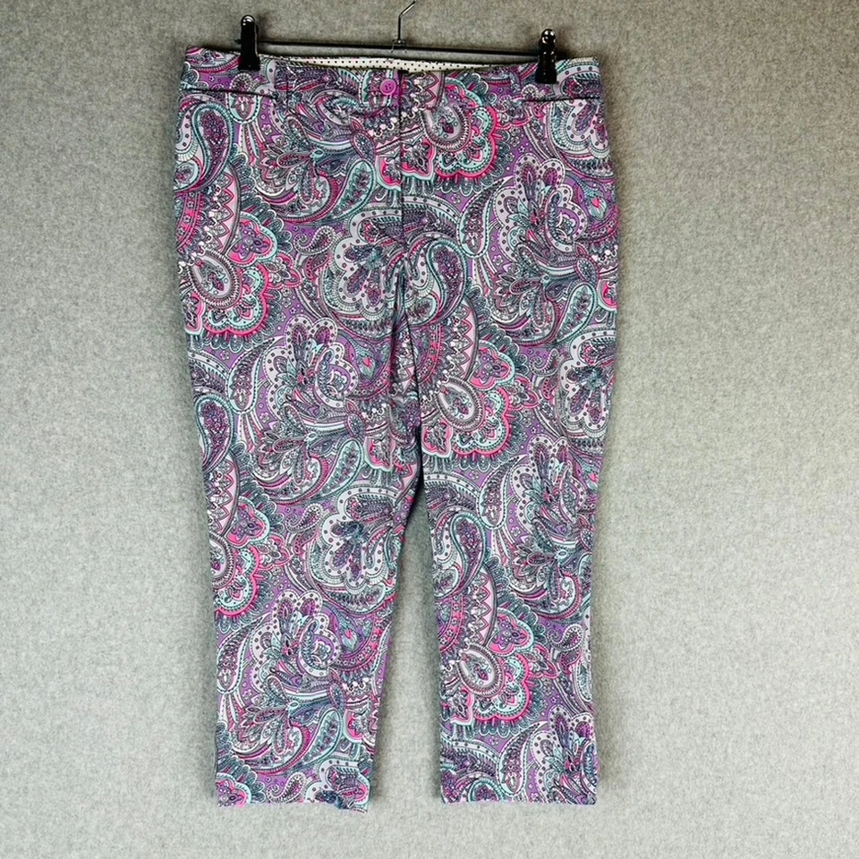 Pantalones Cortos Talbots Mujer Talla 12P Petite Perfect Paisley Púrpura Rosa Bolsillos  Foto 2 de 4