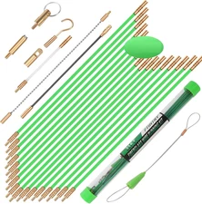 45FT Fiberglass Electrical Wire Pulling Rods Kit, 8 Attachments