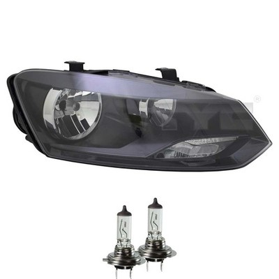 Scheinwerfer links Schwarz H7/H7 für VW Polo 6R 6C 6R_ inkl. Osram Lampen