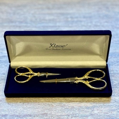 Klasse Gold 2 Piece Fine Scissor Set Embroidery and Sewing Scissors Italy(BX-16)