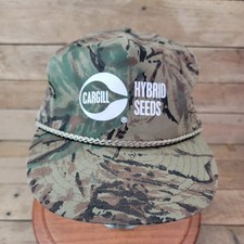 Vintage Cargill Hybrid Seeds Camo Snapback Trucker Hat Farm Agriculture Cap
