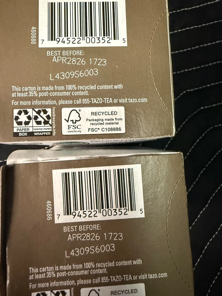 Tazo Orgánico Earl Té Gris Bergamota Mezcla Lote de 2 Cajas 32 Bolsas Total BB 04/26 Foto 2 de 2