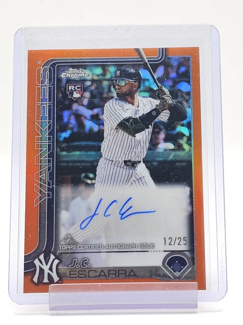 J.C. ESCARRA 2025 TOPPS CHROME TRUE ORANGE REFRACTOR ROOKIE AUTO /25 Q6255