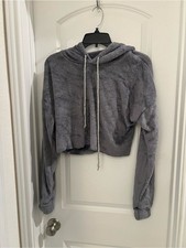 Gray Fuzzy Plush 2-Piece Loungewear Set Hoodie  Joggers XL