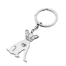 Stainless Steel Cute Chihuahua Keychain Keyring Dog Lovers Gifts for Women Gi...
