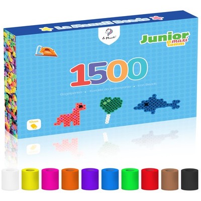 La Manuli Maxi Junior Bügelperlen 1500 Stück 10mm 10 Farben Kinder ab 3 J. Set
