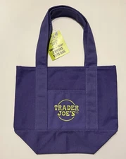 Purple Trader Joe's Mini Canvas Tote Bag Halloween Trick or Treat Thanksgiving