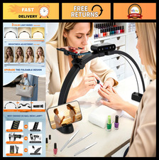 24" Half Moon Nail Light, 456 LEDs, 3 Color Modes, Foldable Lamp with Phone Hold