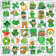 204 PCS Glitter St Patrick'S Day Temporary Tattoos, Saint Patrick'S Day Shamrock