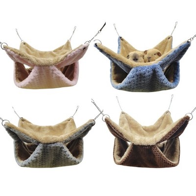 for Creative Hammock Hanging Beds Plush Cage Double-layer Nest Pet Sleeping Bag