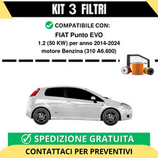 Kit 3 Filtri Tagliando per FIAT Punto EVO 1.2 50 kw Benzina 2014-2024
