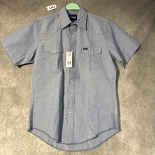 Wrangler Light Blue Chamber Pearl Snap Western Shirt Men s Medium Cowboy NWT