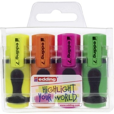 7 Mini Textmarker Set  NeonFarben  4 highlighter pens  Keilspitze 13 mm  Text...