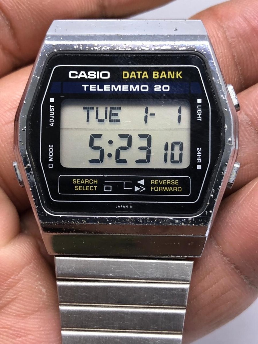 Vintage Casio (502) DB-200 Data Bank Telememo 20 Digital Men's