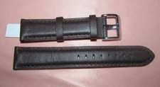 Bracelet de montre cuir véritable veau marron foncé L 20 mm neuf boucle inox