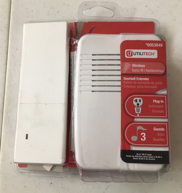 Utilitech White Wireless Doorbell Kit Extender Plug in 3 Sounds 100ft