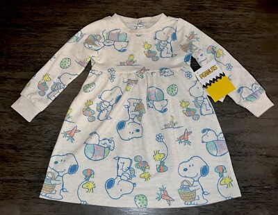 Peanuts Snoopy Happiness Inspires Style Easter Skate Dress Oatmeal Heather NWT