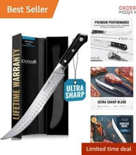 10" Cimeter Knife High Carbon Steel Full Tang Ergonomic Handle Meat Carving