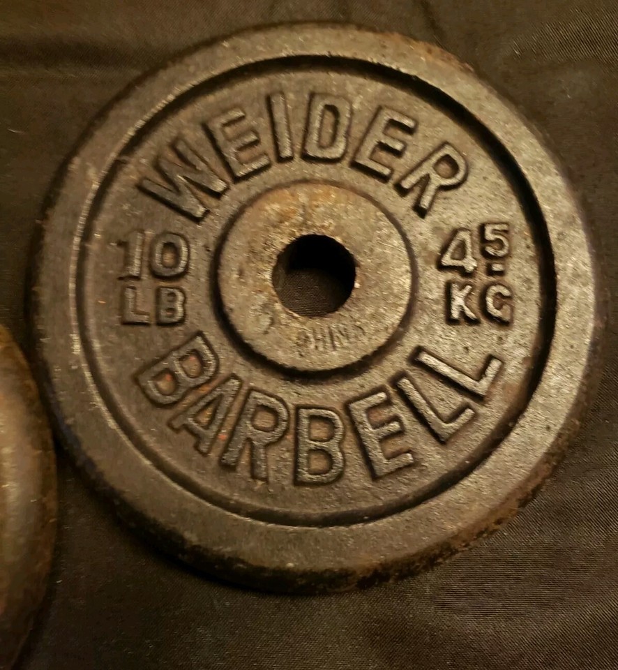 Plaques De Poids Vintage BUR Barbell – 5 Lb & 10 Lbs – Fonte – Noir – Occasion Fonctionnelles