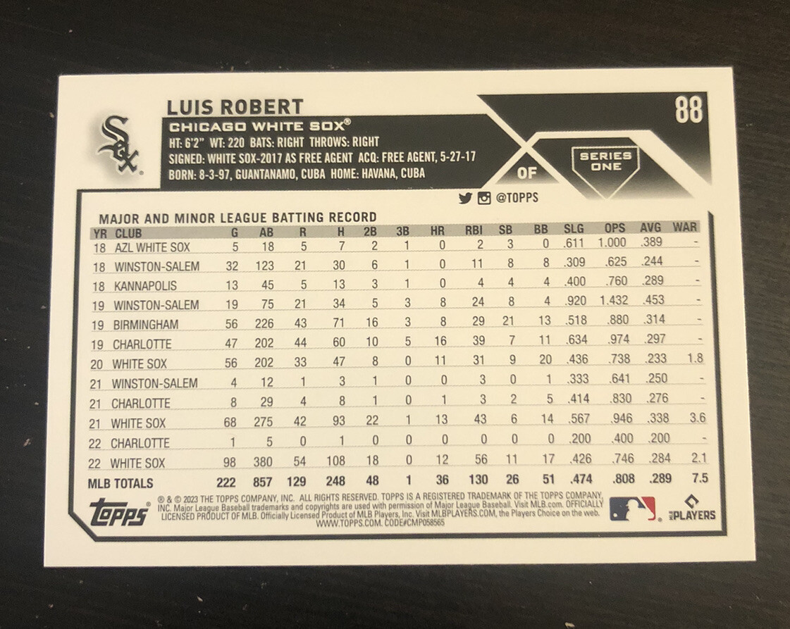 Luis Robert 2023 Topps Series 1 #88 Chicago White Sox | eBay