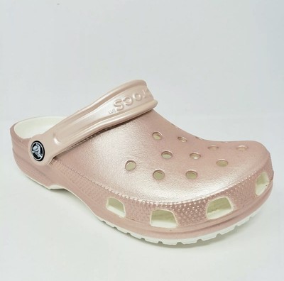 rose gold fur crocs