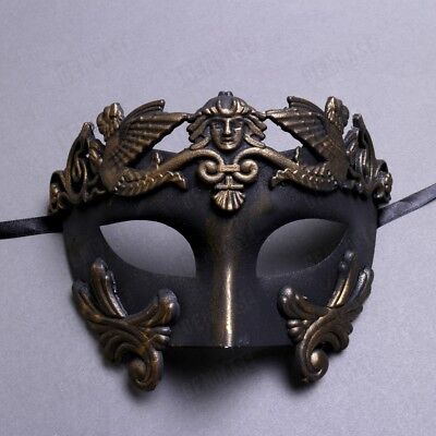 Men Masquerade Mask Roman Greek Warrior Emperor Venetian Mask Dark Gold Black Ebay