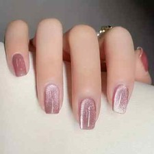 24Pcs Stunning Mixed Color Strobe Glitter Press-On Nails - Medium Square Shape