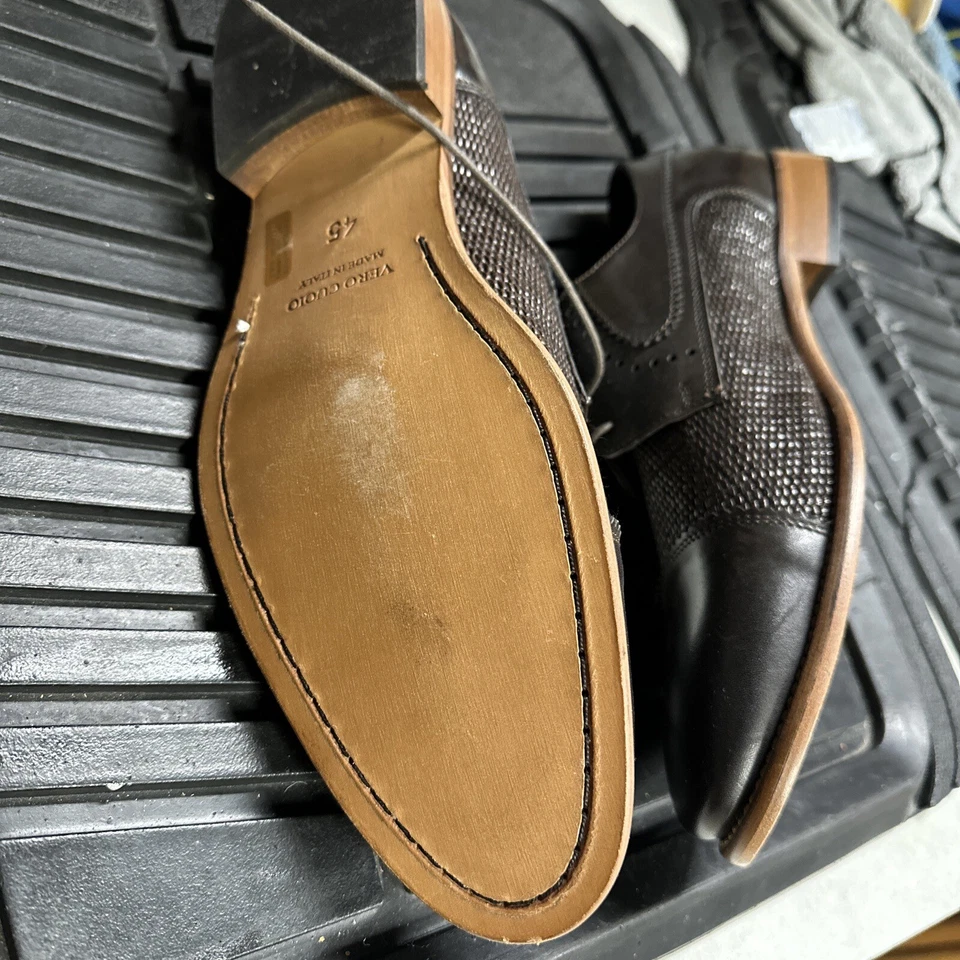 Zapatos para hombre Dino Bigiono marrón cuero nuevo con cordones talla 11-45 hechos a mano en Italia Foto 2 de 4