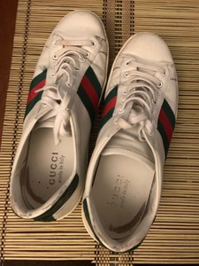 Zapatillas De Cuero Gucci Ace ligeramente desgastada Clásico Verde Rojo a  Rayas | eBay