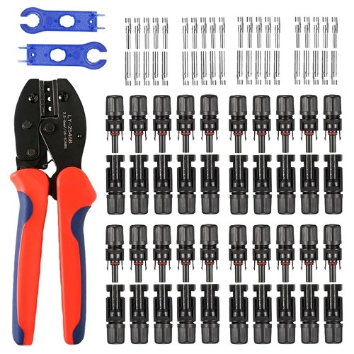 Juego De Crimpadora Para Paneles Solares - Incluye Alicate, 10 Pares De Conectores Y 2 Llaves, Para Cables De 2.5-6 Mm²
