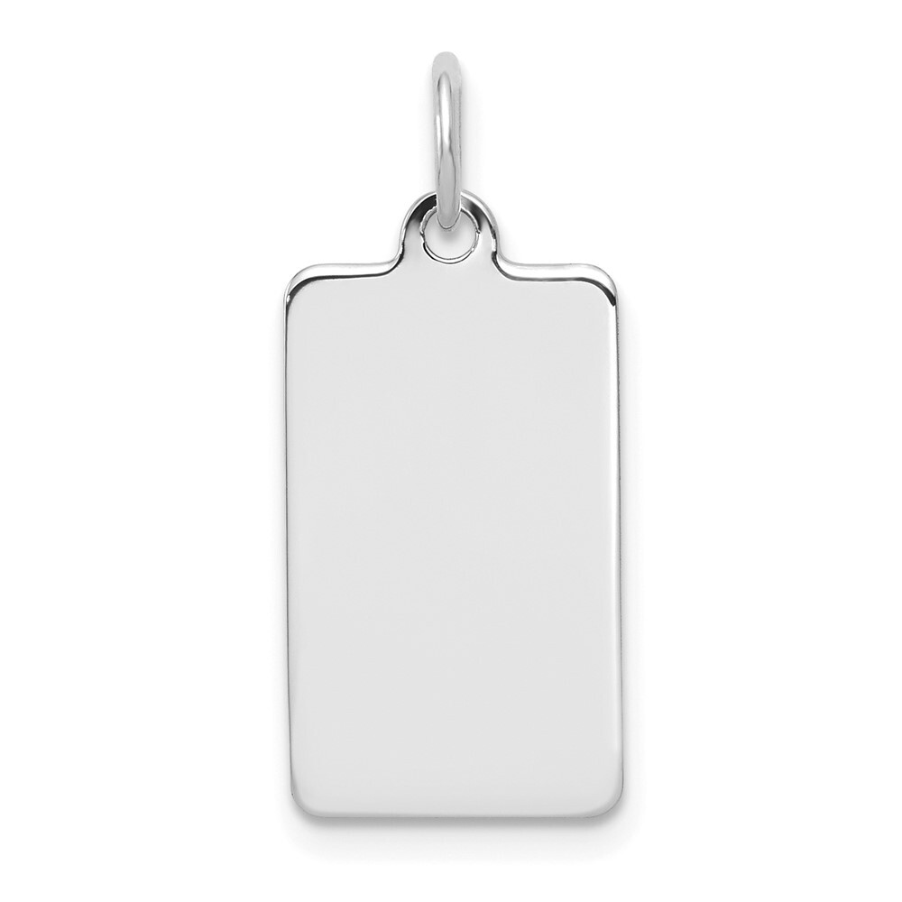 14k White Gold Plain .027 Gauge Rectangular Engravable Disc Charm Pendant