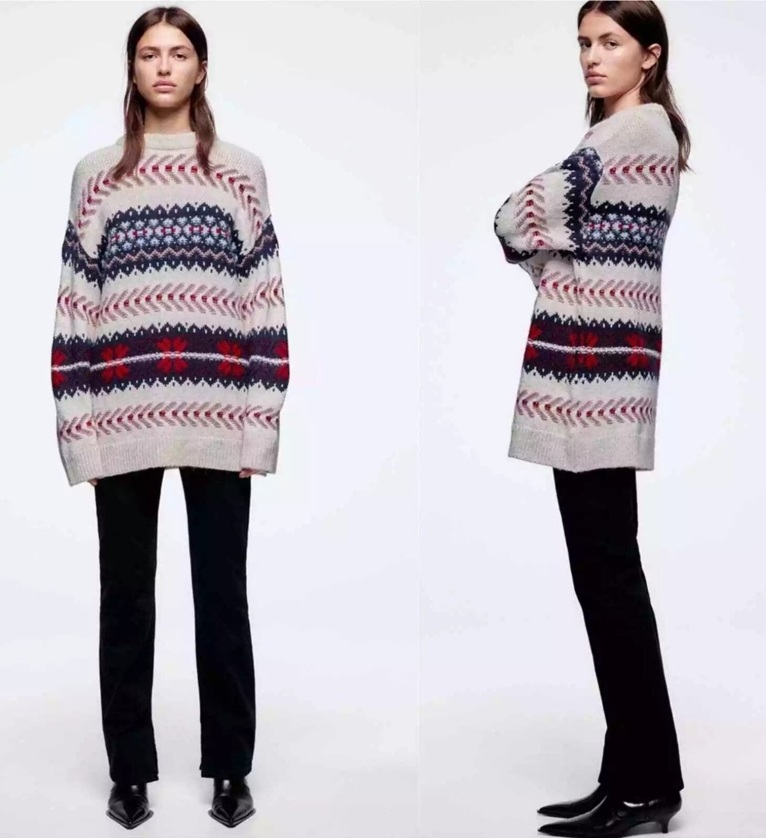 90s jacquard paris knit sweater France製 90s jacquard Paris knit sweater, made in France
