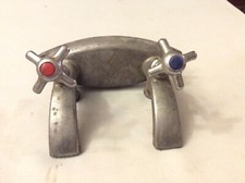 Ancien Robinet Lavabo Retro Inox Croisillon Eau Chaude Eau Froide Vintage