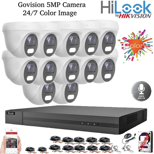 HIKVISION HILOOK COLOURVU 5MP CCTV SYSTEM HD AUDIO MIC DVR CAMERAS SECURITY KIT - Afbeelding 24 van 43