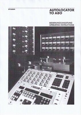 Bedienungsanleitung-Operating Instructions für Studer A 80 Autolocator 