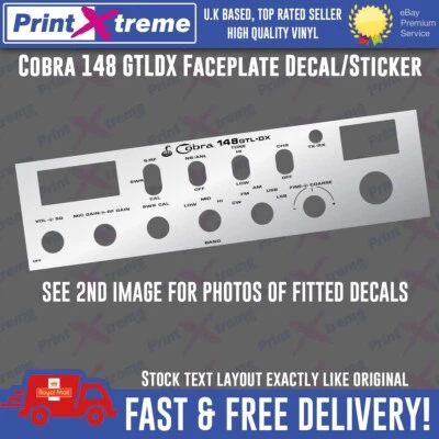 PRINTXTREME LTD - CB FACEPLATE DECALS COBRA 148 GTL-DX cb radio faceplate Decal Sticker bezel self adhesive vinyl