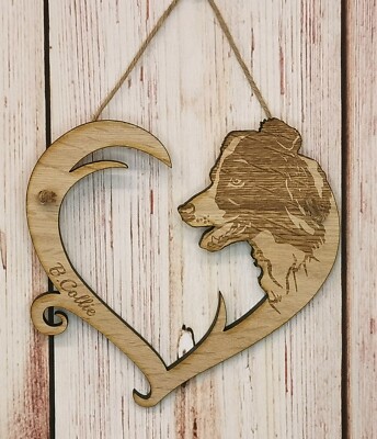 Border Collie Hund Liebe Herz Hänger Herzbehang Wandbild Bild personalisiert 