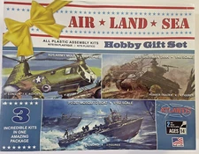 Atlantis Models Air Land & Sea H25 Army Mule Sherman Tank PT-207 Boat Model Kits