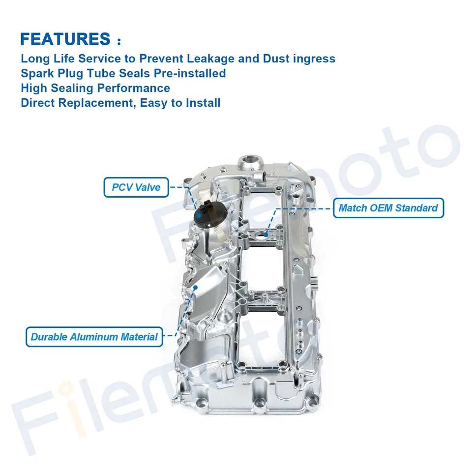 Cubierta de válvula de aluminio con pernos de junta para 10-19 BMW 335i 535i GT xDrive 435i 740li Foto 2 de 4