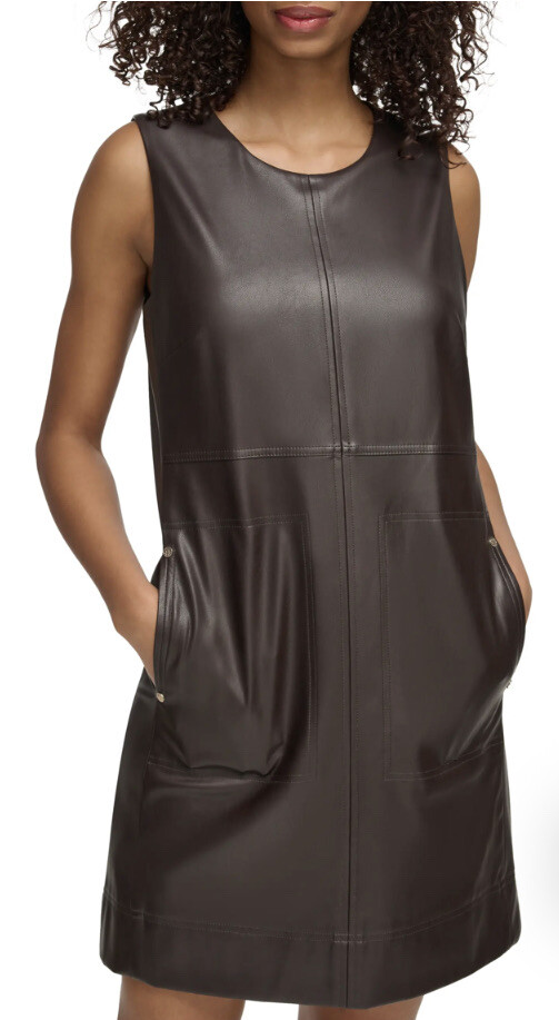 tommy hilfiger faux leather dress Tommy Hilfiger Faux Leather Shift Dress - New - Brown
