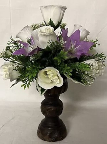 guest table Arrangement ivory rose lavender lily gyp Artificial Wedding Flowers - Picture 12 of 14